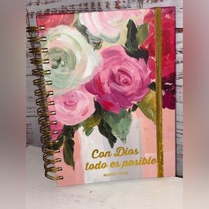 Floral Spiral Notebook or journal with Gold Accents.  Beautiful.  New great gift